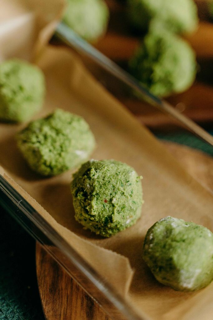 A Close-Up Shot of Matcha Balls