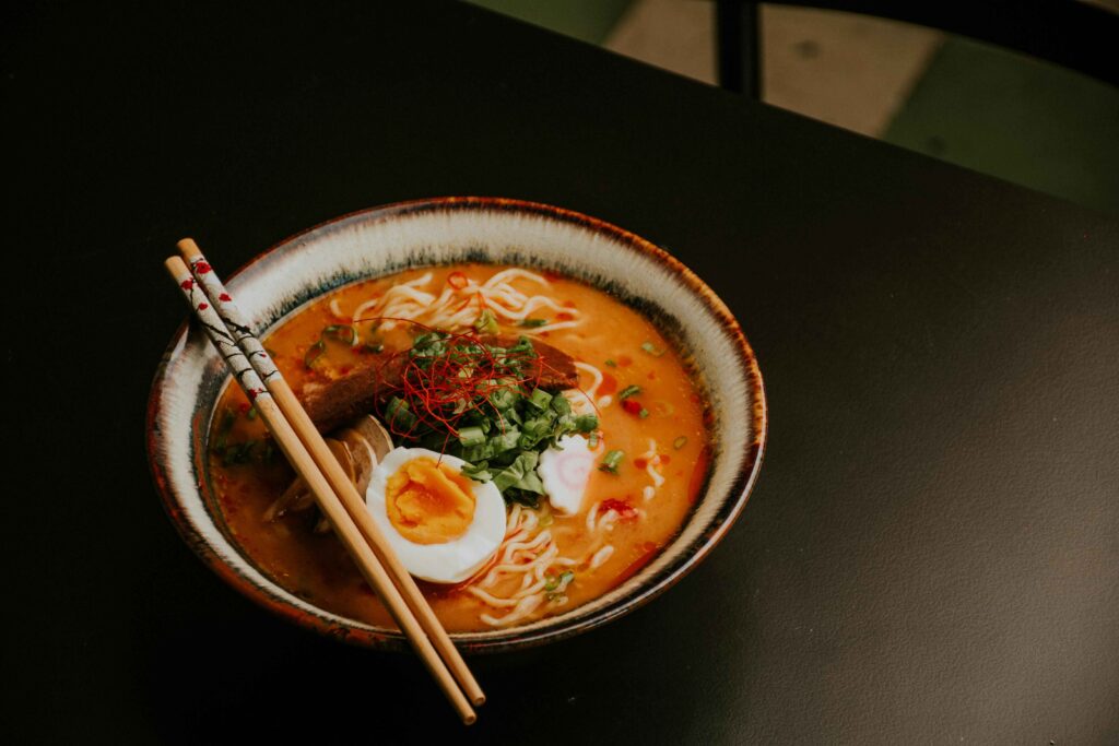 Close-up of a Bowl of Maggie