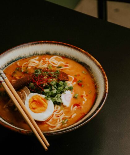 Close-up of a Bowl of Maggie