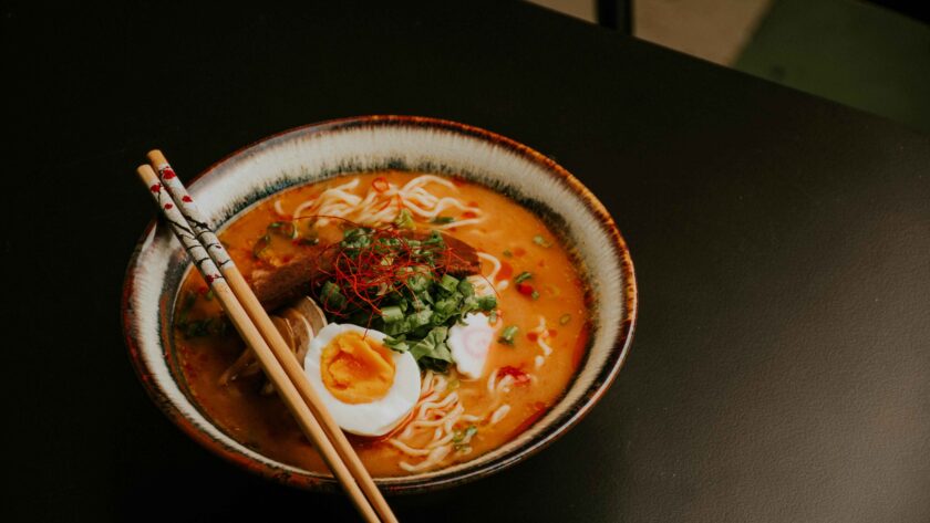 Close-up of a Bowl of Maggie