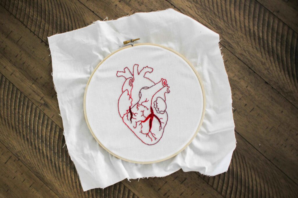 Handmade Embroidery of human heart