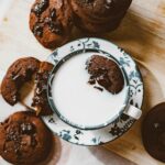 triple chocolate cookie and Cup of Milk.