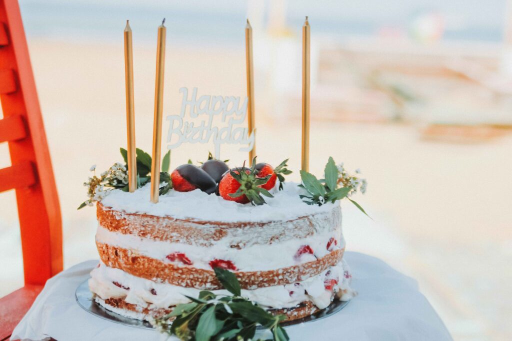 Naked Chocolate Cake with Candles