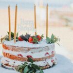 Naked Chocolate Cake with Candles