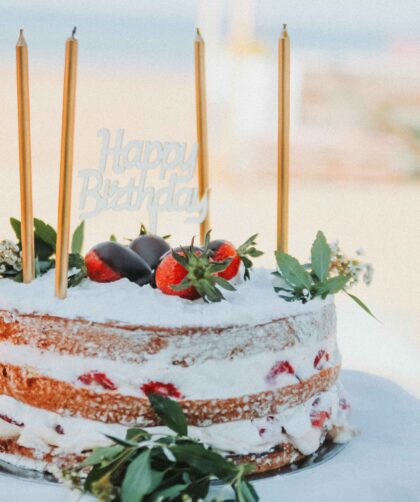 Naked Chocolate Cake with Candles