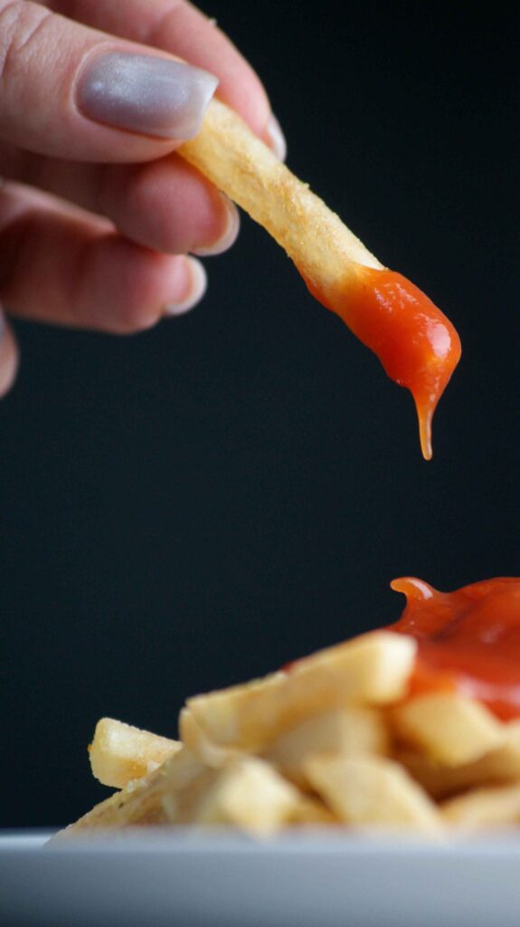 Crispy French Fries with Ketchup Drizzle