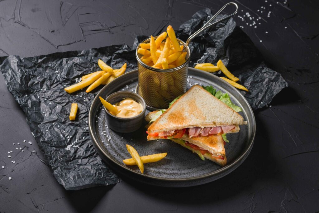 Club Sandwich served with French Fries