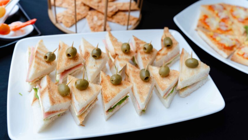 Cheese sandwich served on a white plate