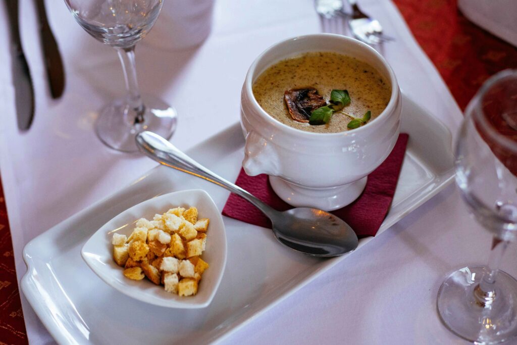 Mushroom soup in a bowl