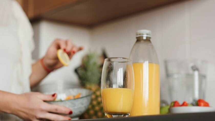 Papaya Smoothie served in a glass.