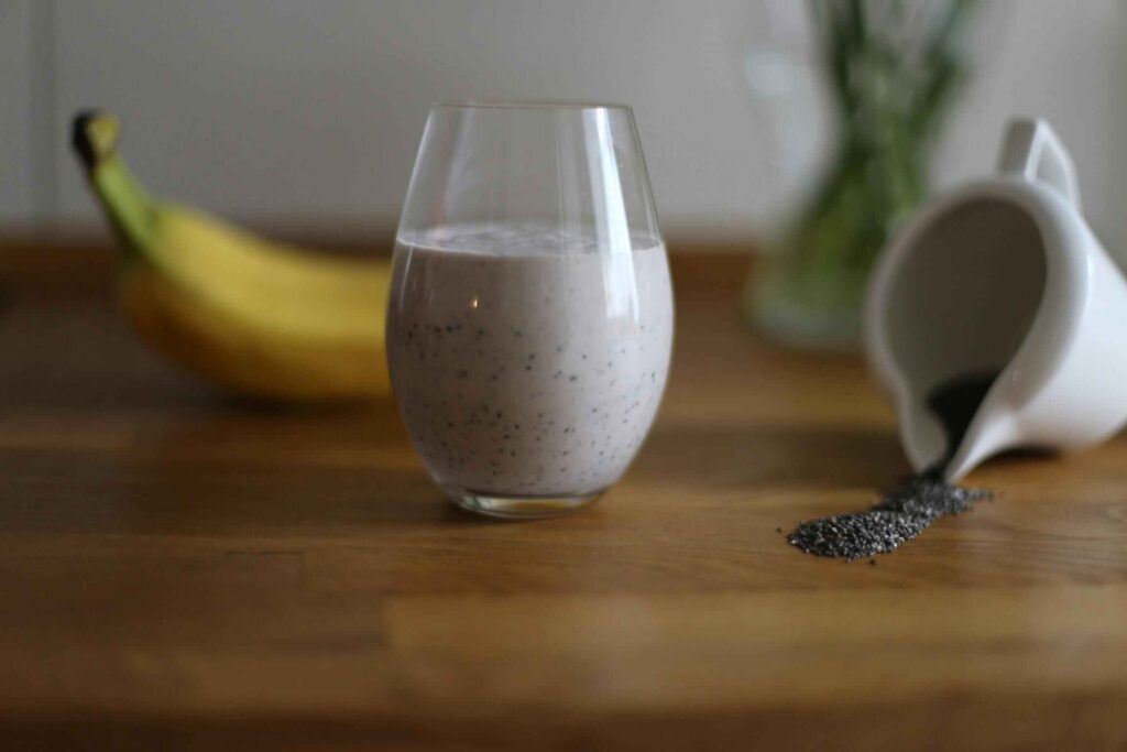 Chia seed smoothie in a glass