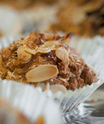 Banana Nut Muffin kept on a table