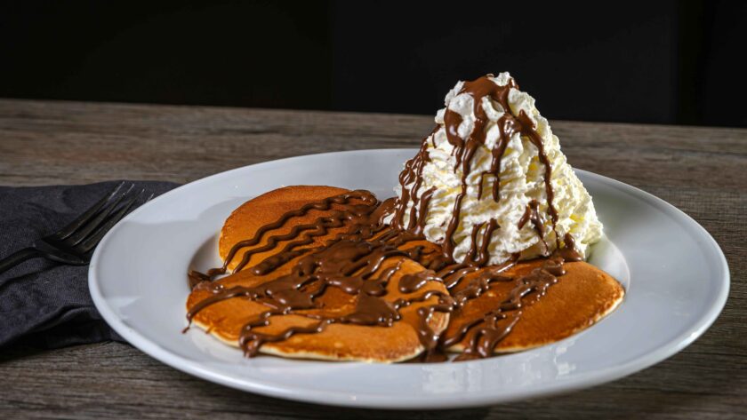 Pumpkin Pancake served with vanilla ice cream.