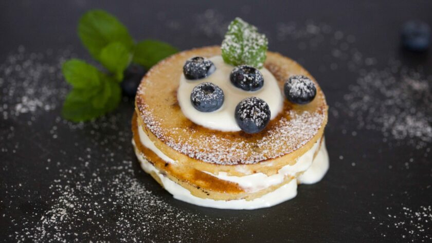 Japanese pancake served with berries.