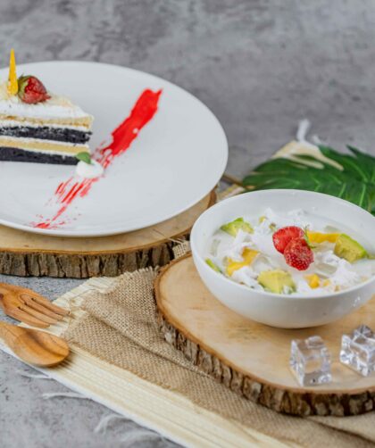 French Yogurt Cake serves on a white plate