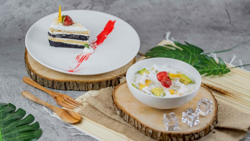 French Yogurt Cake serves on a white plate