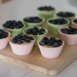 Blueberry Muffin Recipe served on wooden tray