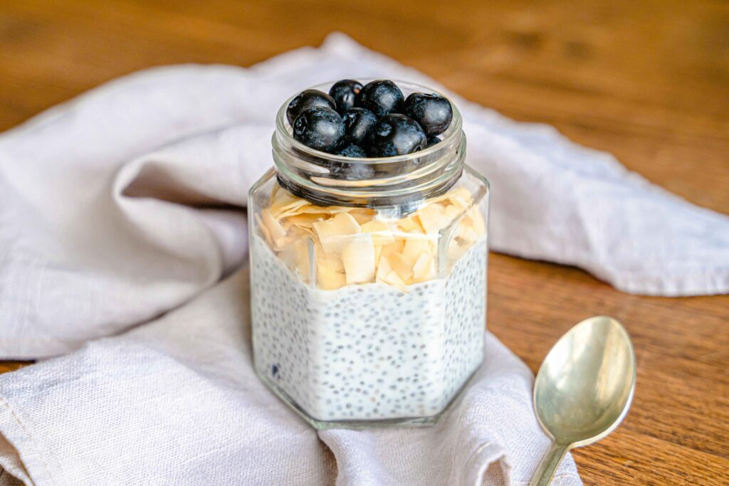 Chia Pudding served in a jar