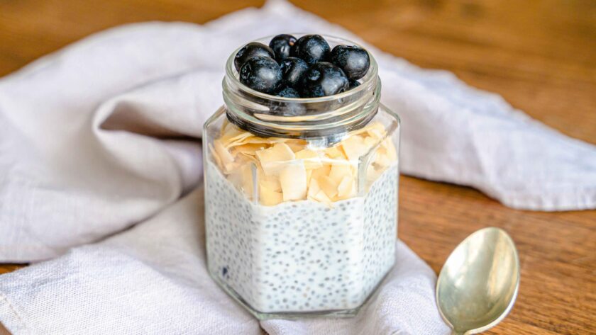 Chia Pudding served in a jar