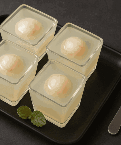 Litchi Jelly served in four glass