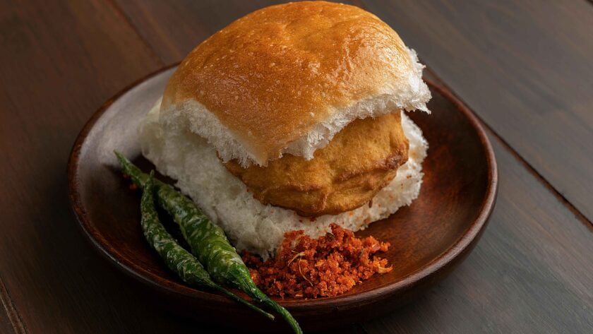 Vada Pav served on a plate