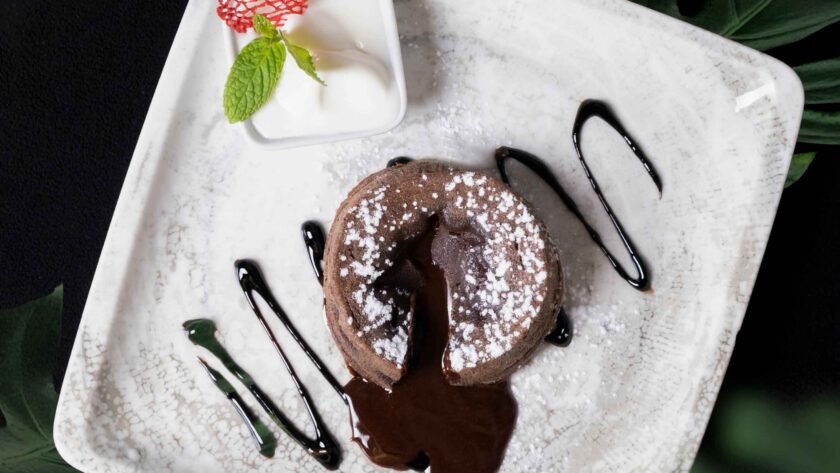 Choco Lava Cake served on a white plate