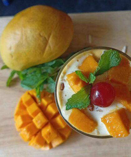 Mango Lassi Served in a glass