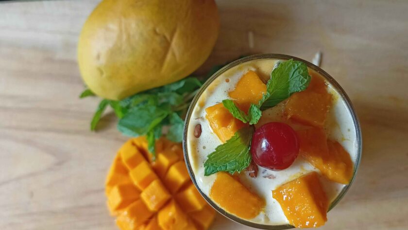 Mango Lassi Served in a glass
