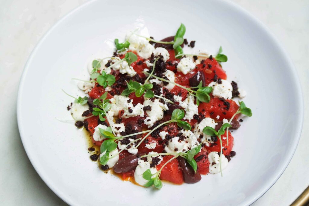 Watermelon Salad served in a bowl