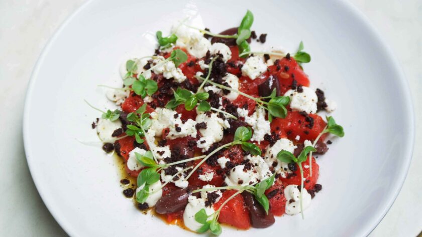 Watermelon Salad served in a bowl