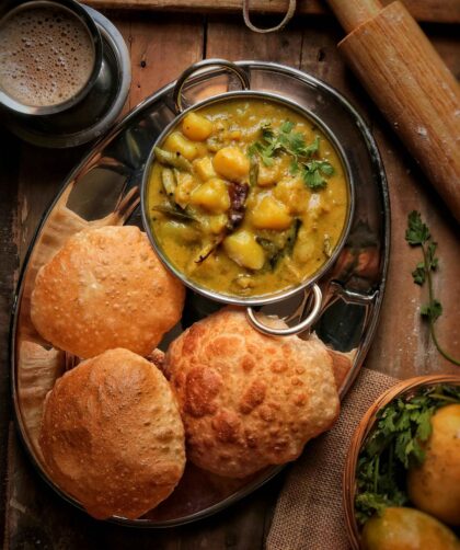 Aloo ki Sabzi served in a bowl