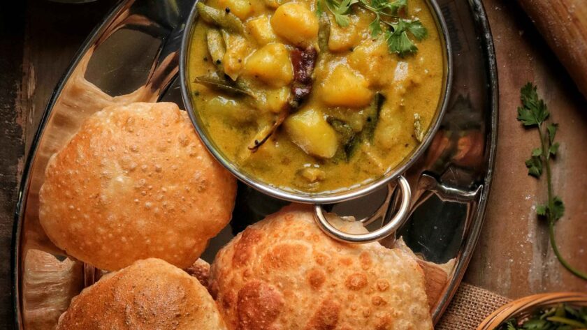 Aloo ki Sabzi served in a bowl