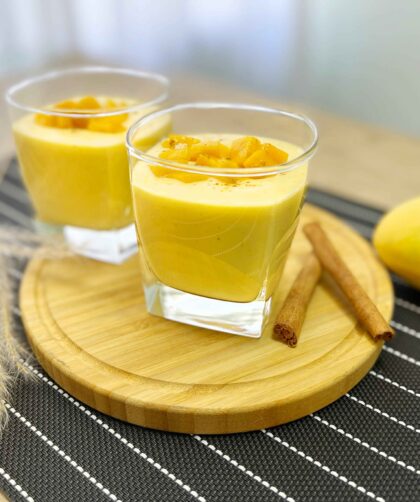 Mango Pudding served in two glasses