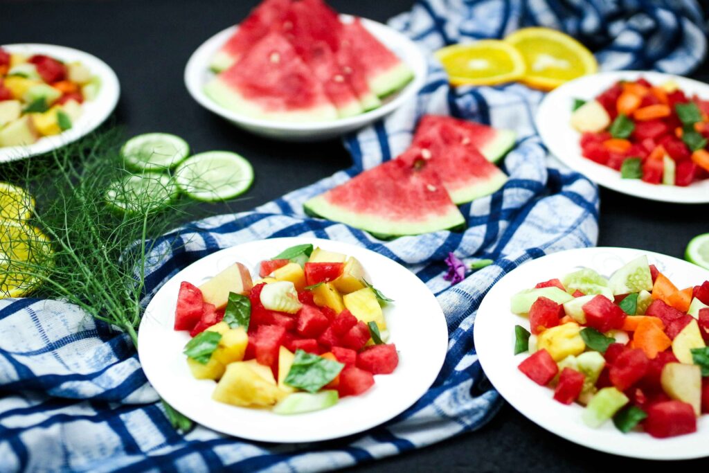 Watermelon Salad served on plate