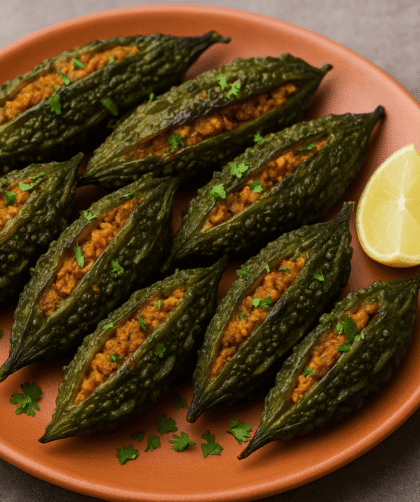 Chicken stuffed karela
