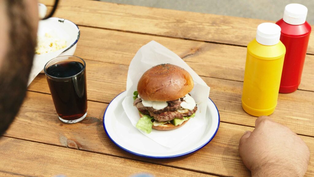 Beef Burger served on a white plate