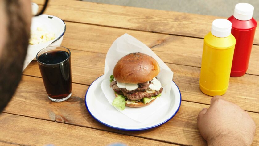 Beef Burger served on a white plate
