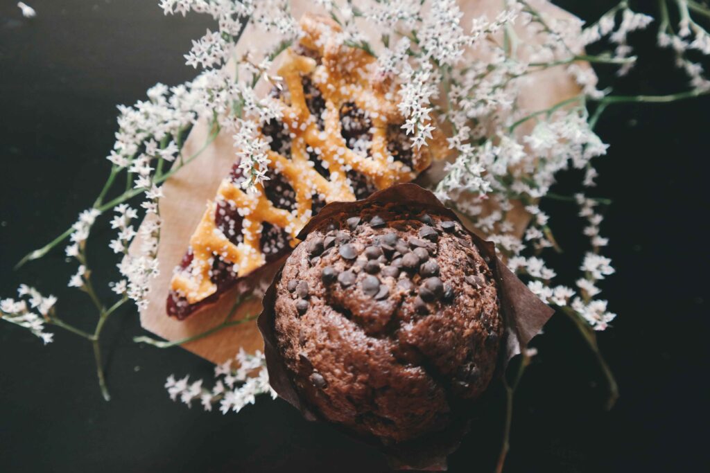 Chocolate Chip Muffin served with a waffle