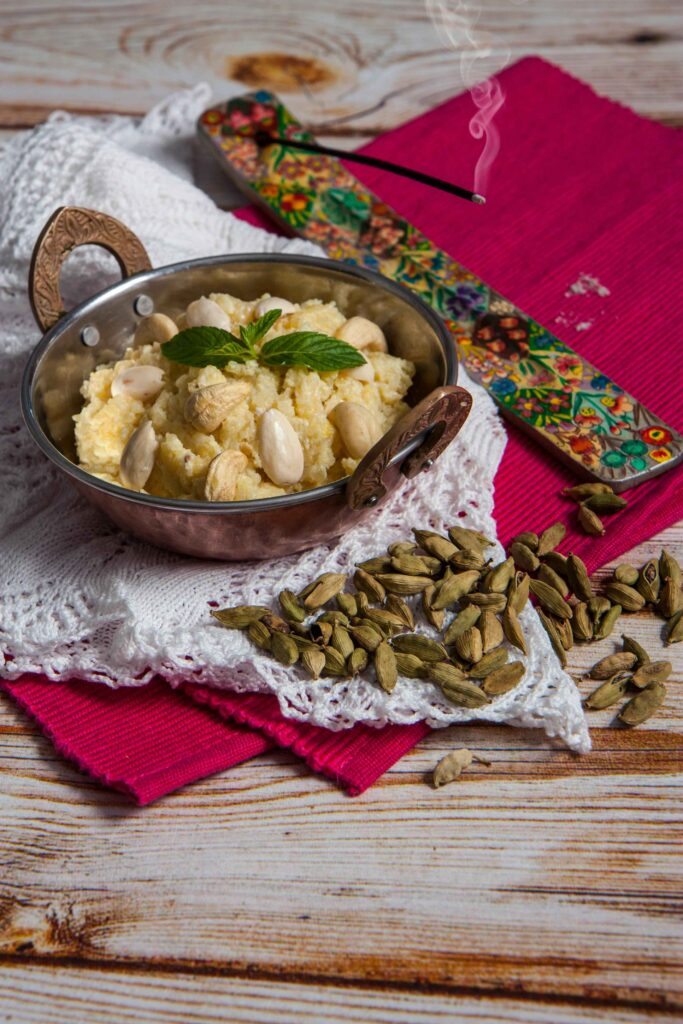 Suji ka Halwa served in a Bowl
