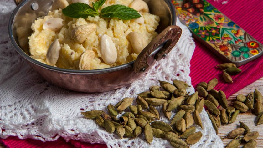 Suji ka Halwa served in a Bowl
