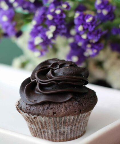 Chocolate Icing on a Chocolate Cup cake