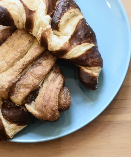 Chocolate Croissant served on a plate