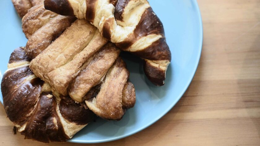 Chocolate Croissant served on a plate