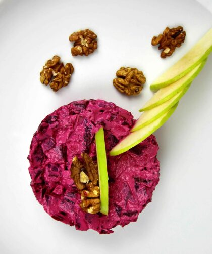 Beetroot Salad served on a white plate